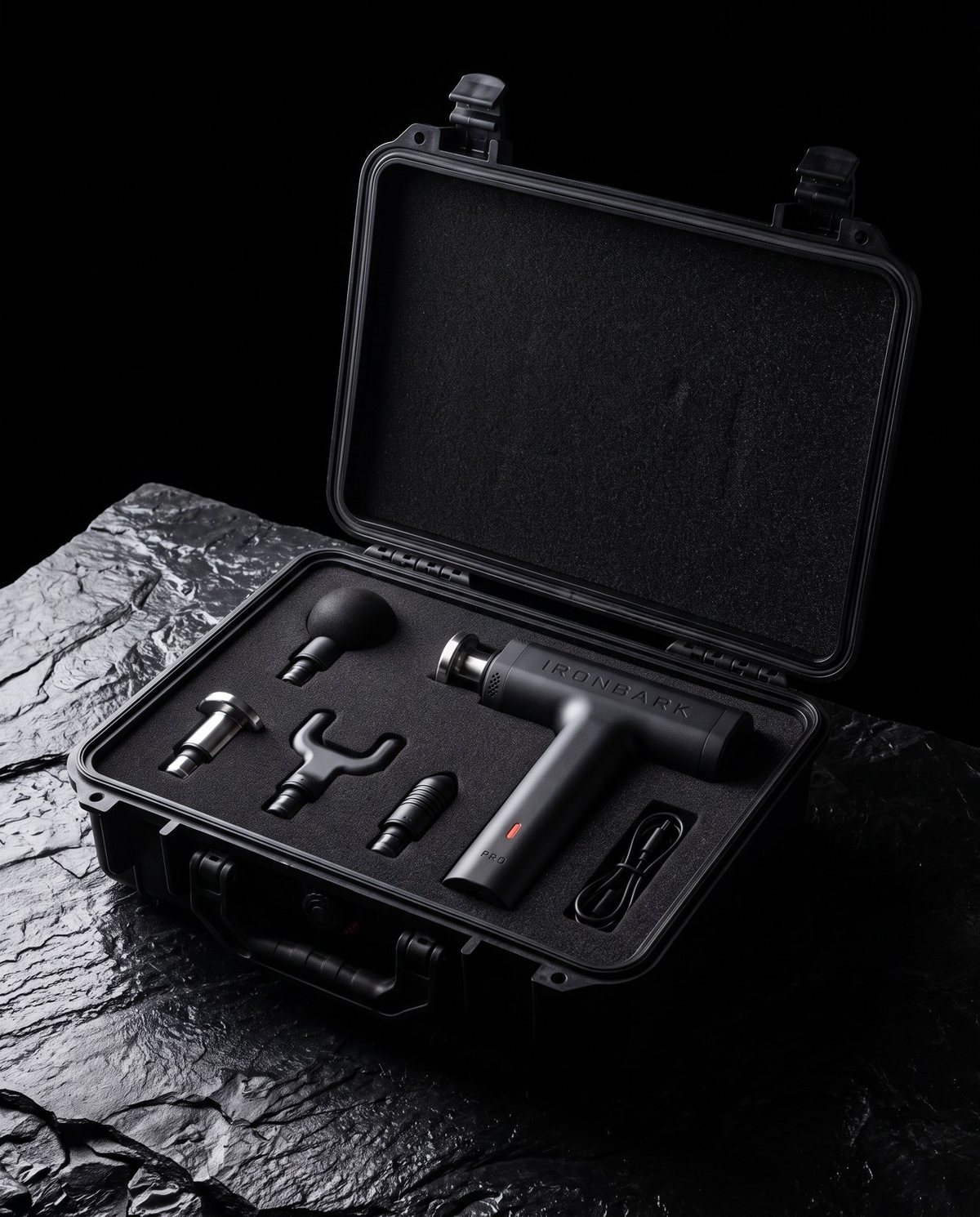 The Pro in its case with five attachments